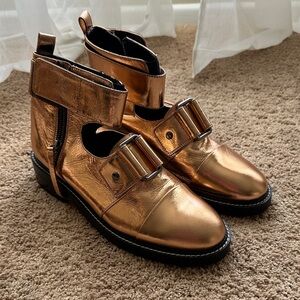 ASOS Leather Metallic Ankle Boots